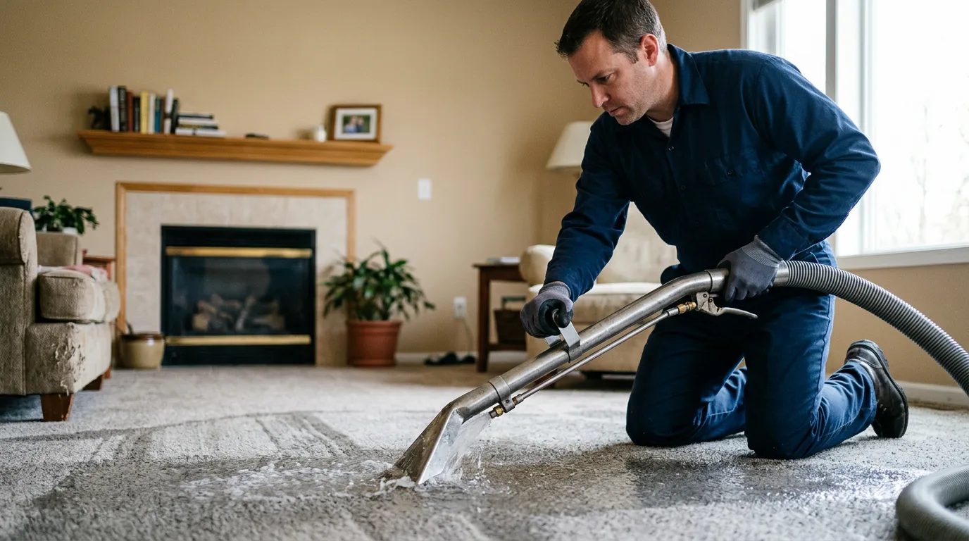 Water damage restoration technician working near Commack, NY